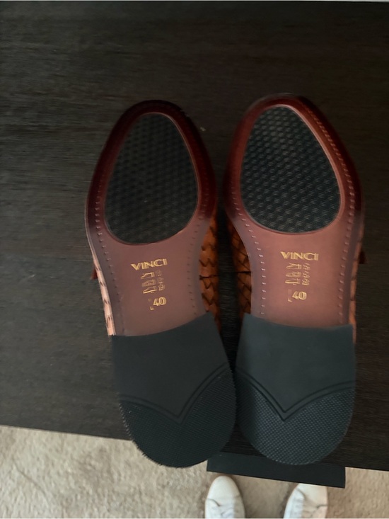 Vince Brown Woven Leather Double-Strap Loafers with Dark Apron size 40 main image 3